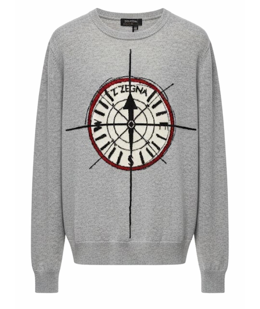 ZZEGNA Серый хлопковый джемпер / свитер, фото 1