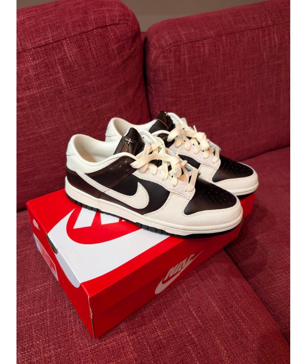 NIKE Коричневые кожаные кроссовки, фото 5