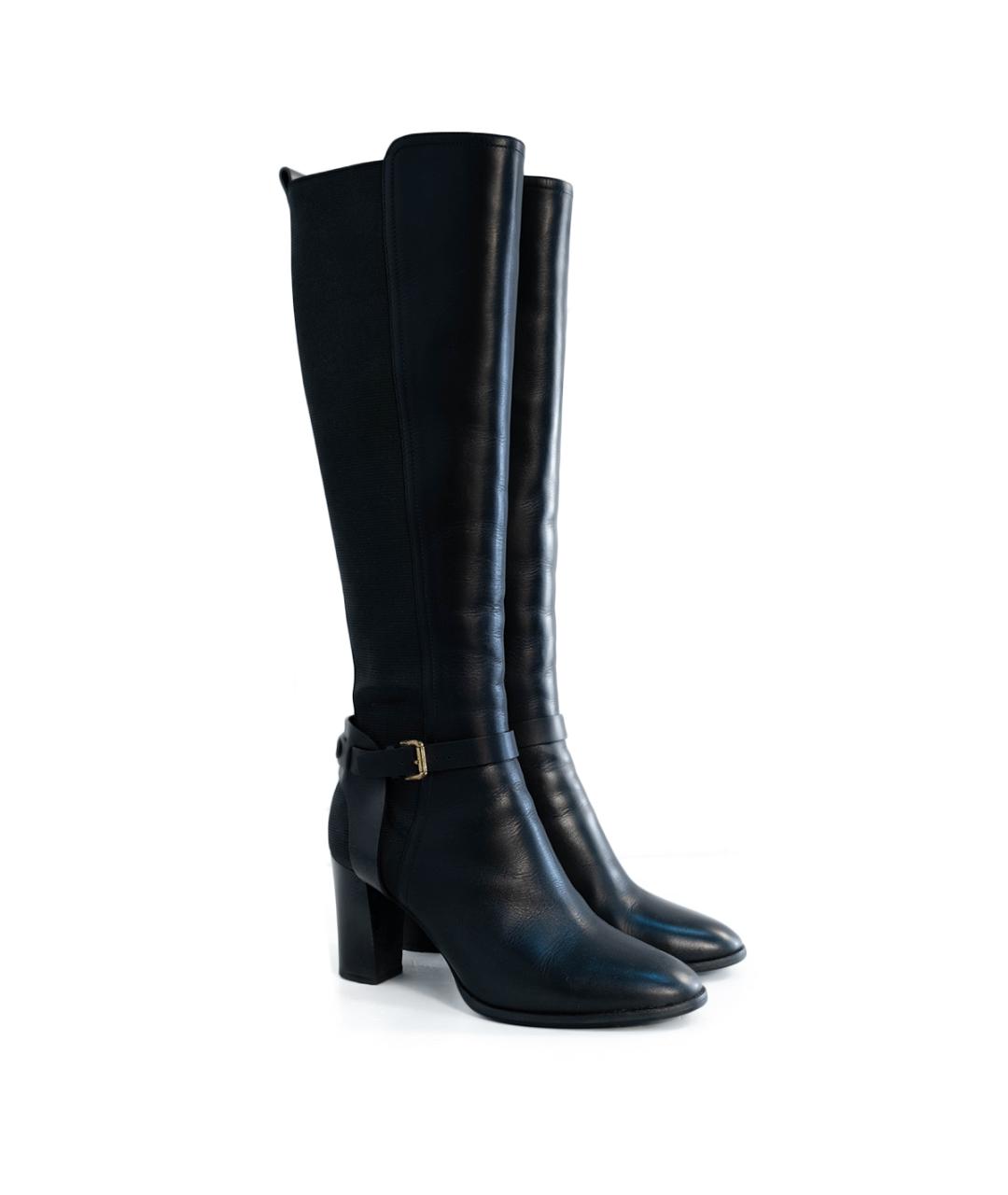 RALPH LAUREN Черные кожаные сапоги, фото 2