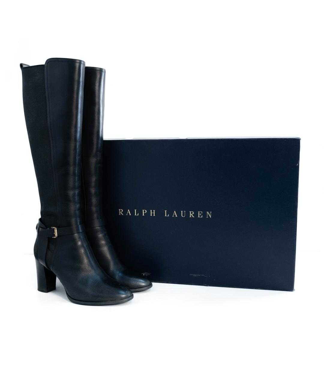 RALPH LAUREN Черные кожаные сапоги, фото 6