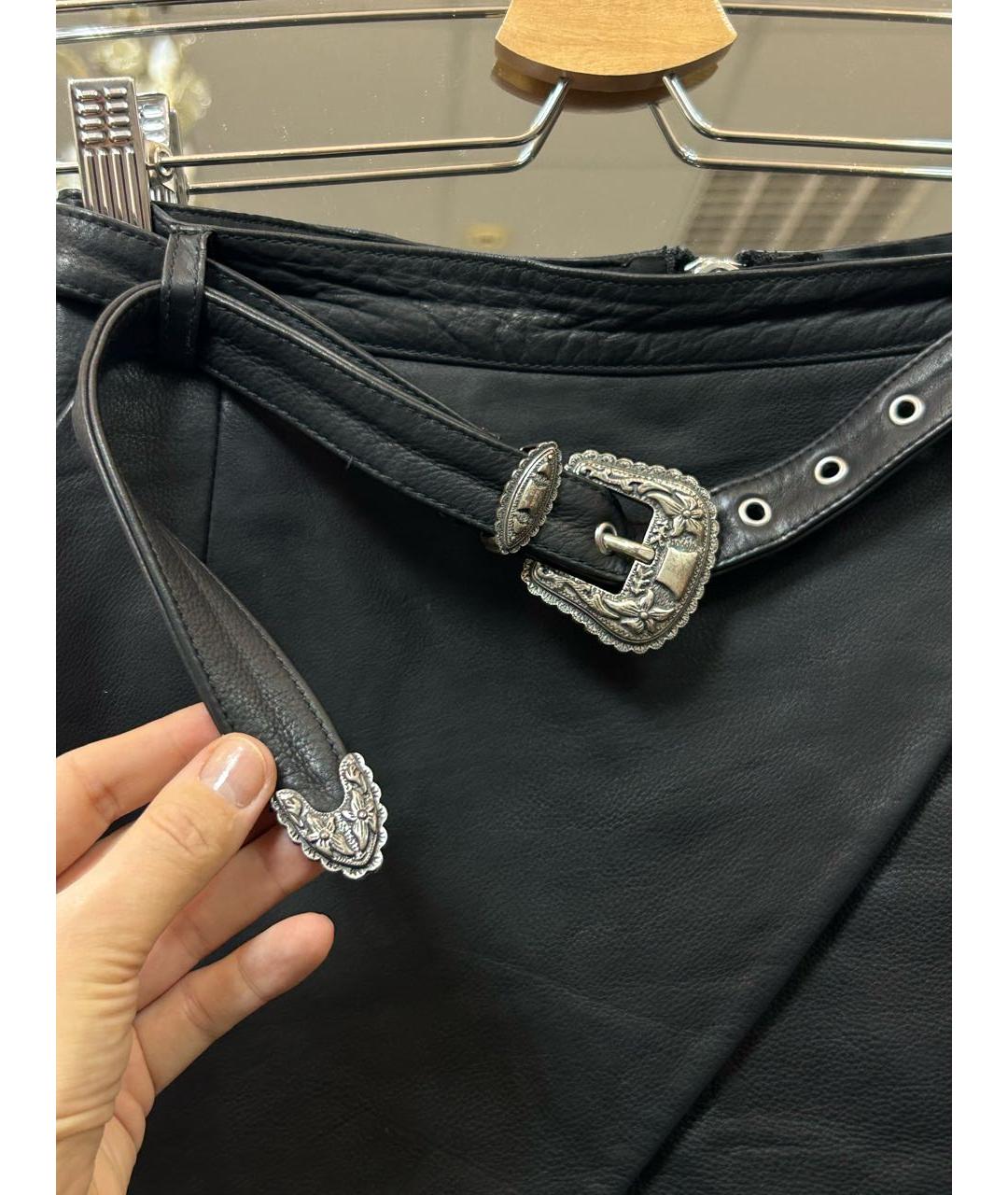 THE KOOPLES Черная кожаная юбка мини, фото 5