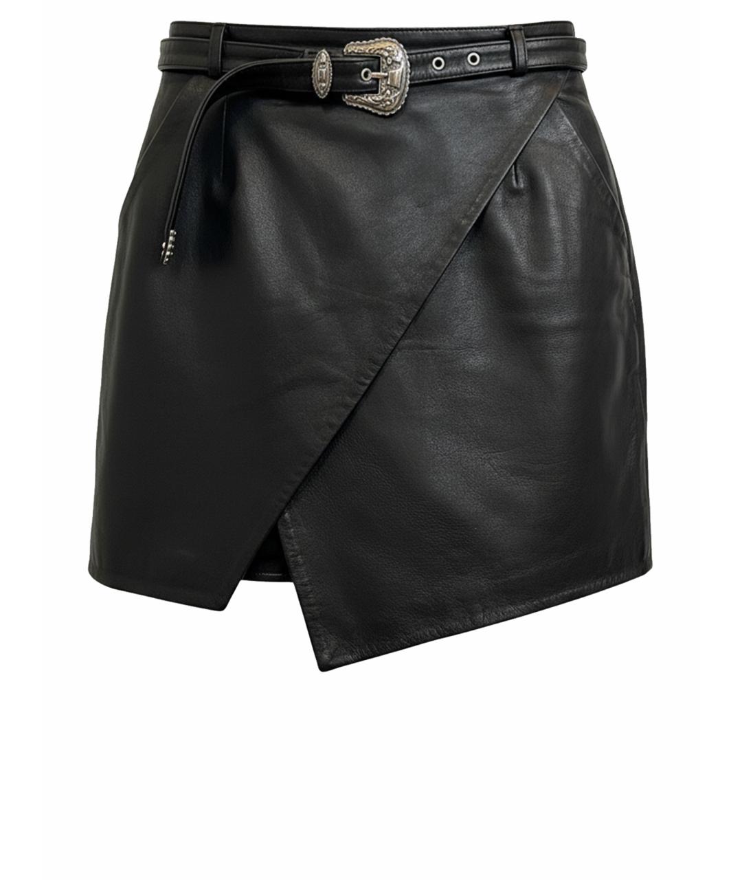 THE KOOPLES Черная кожаная юбка мини, фото 1