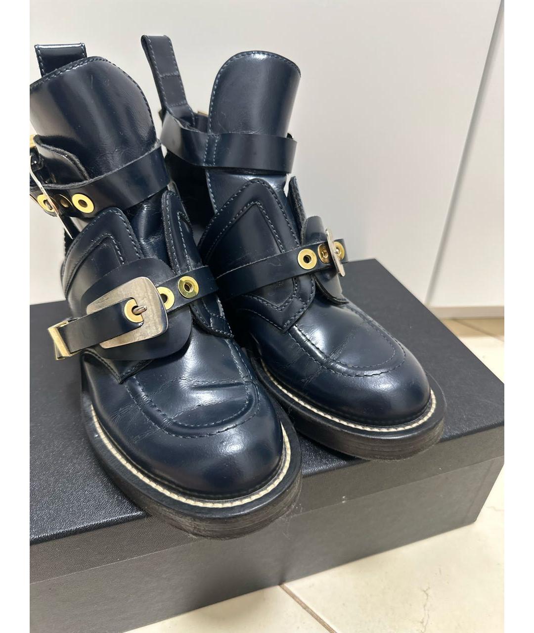 BALENCIAGA Темно-синие кожаные ботильоны, фото 4