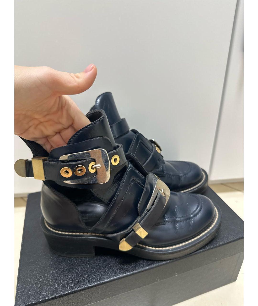 BALENCIAGA Темно-синие кожаные ботильоны, фото 3