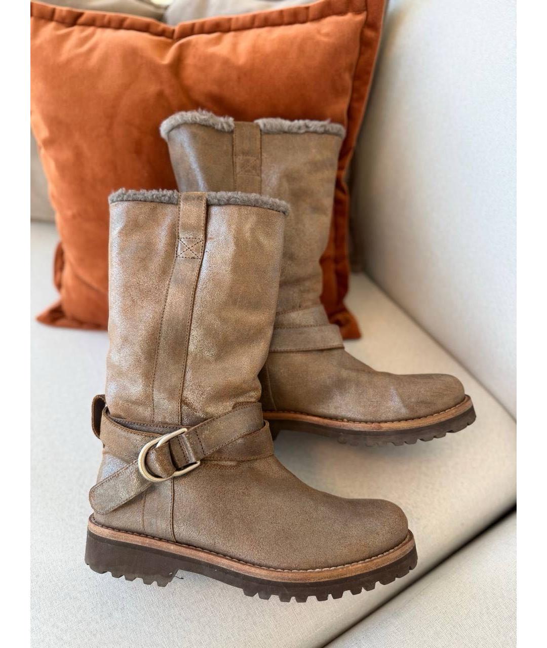 BRUNELLO CUCINELLI Коричневые кожаные сапоги, фото 6