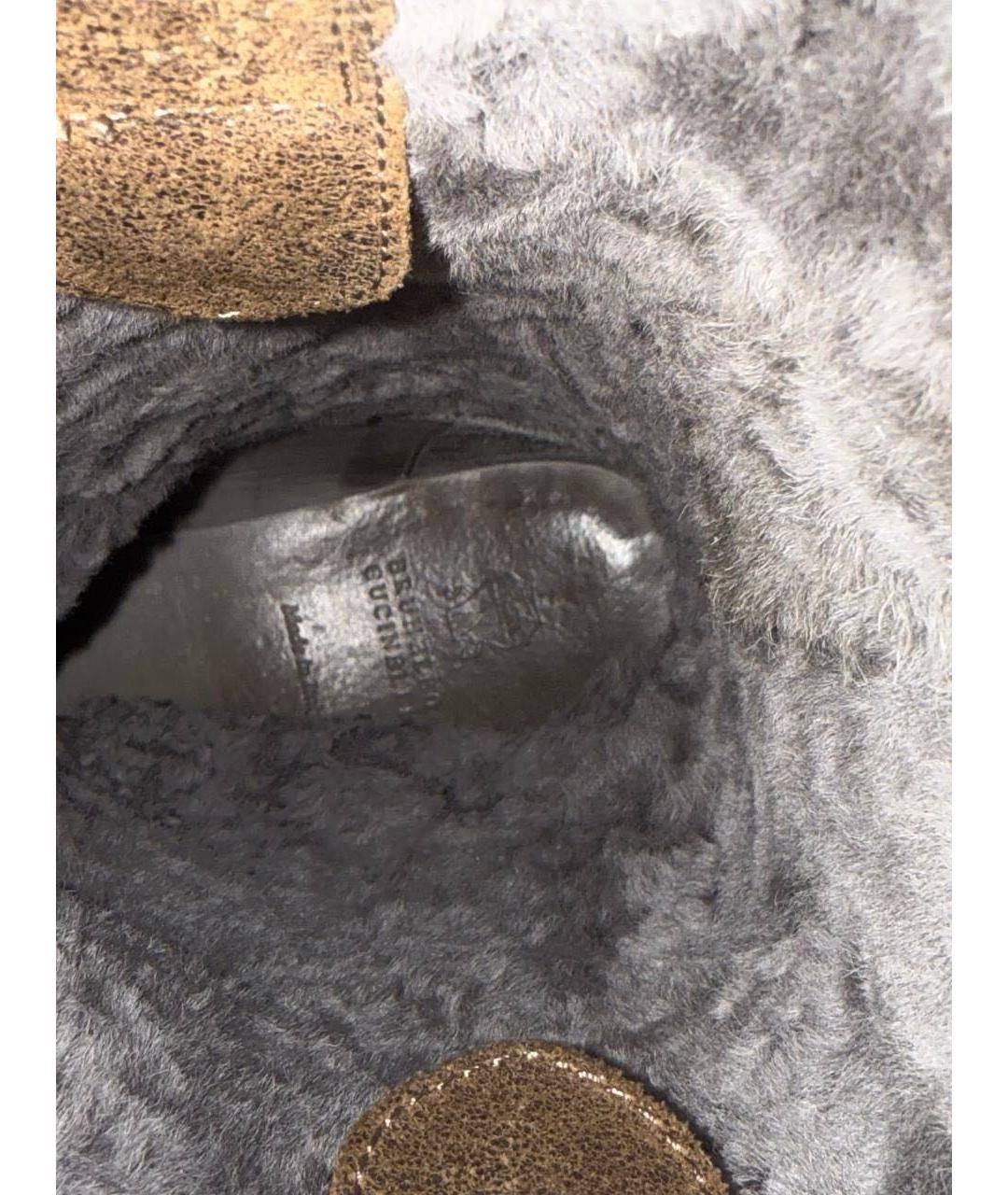 BRUNELLO CUCINELLI Коричневые кожаные сапоги, фото 5