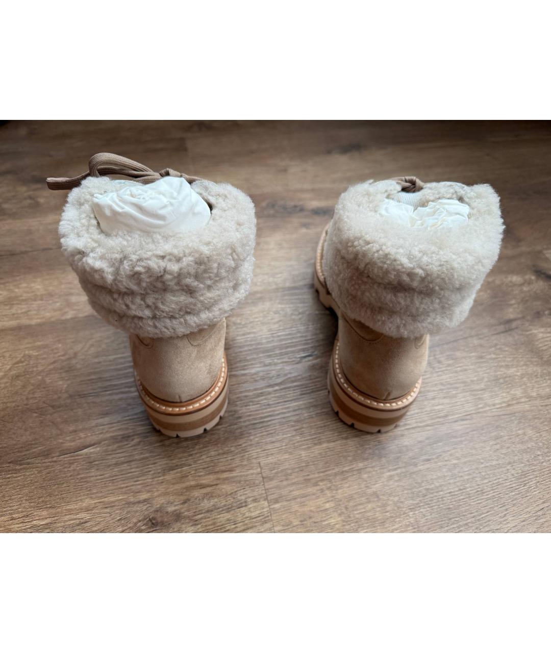 JIMMY CHOO Бежевые замшевые ботильоны, фото 6