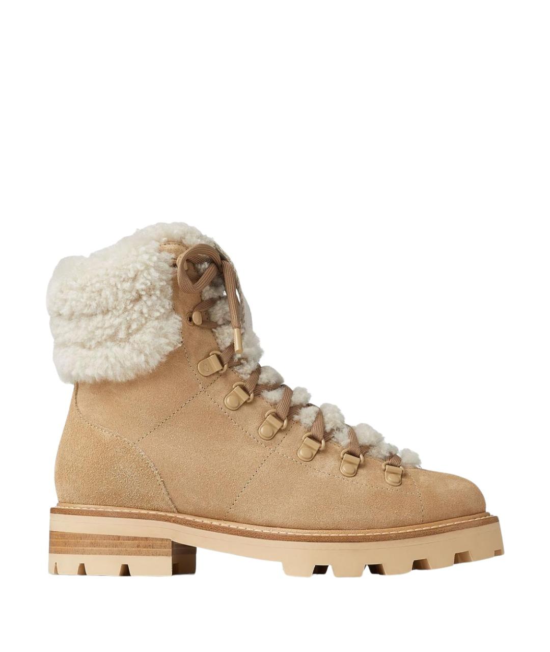 JIMMY CHOO Бежевые замшевые ботильоны, фото 1