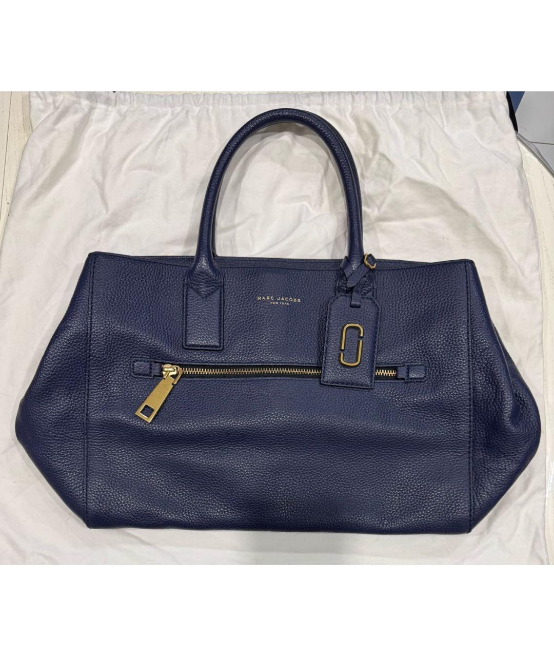 MARC BY MARC JACOBS Синяя кожаная сумка с короткими ручками, фото 2