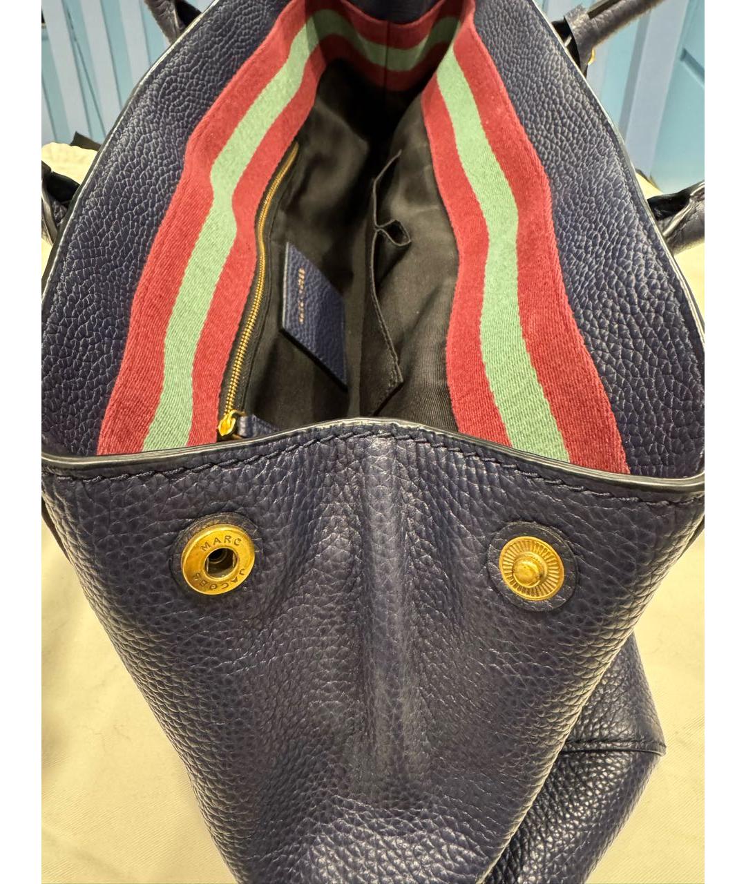 MARC BY MARC JACOBS Синяя кожаная сумка с короткими ручками, фото 5