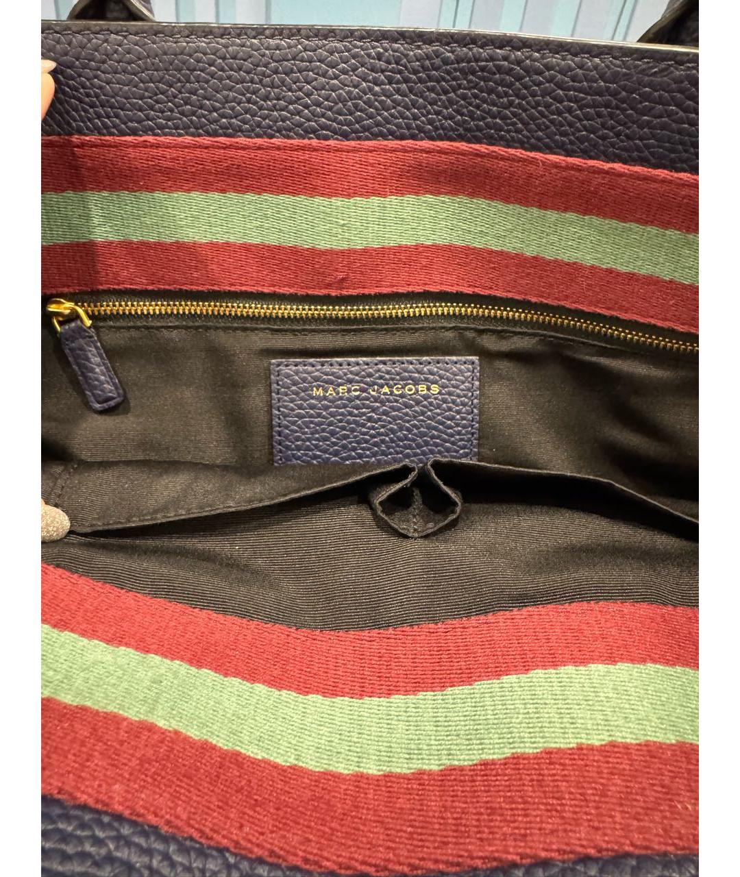 MARC BY MARC JACOBS Синяя кожаная сумка с короткими ручками, фото 4