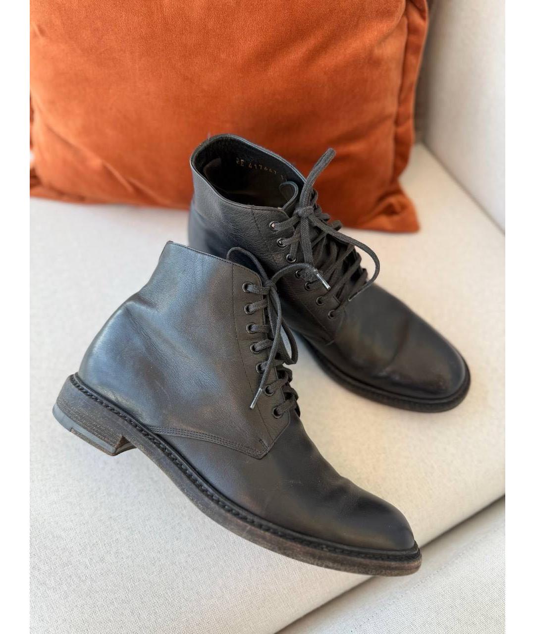 SAINT LAURENT Серые кожаные ботинки, фото 7