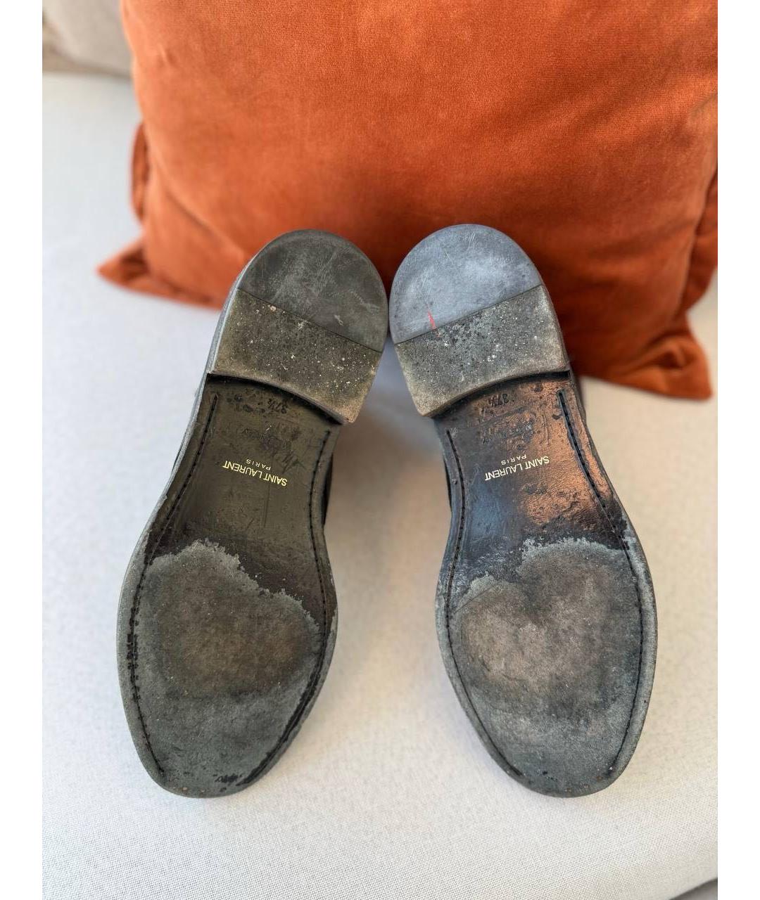 SAINT LAURENT Серые кожаные ботинки, фото 4