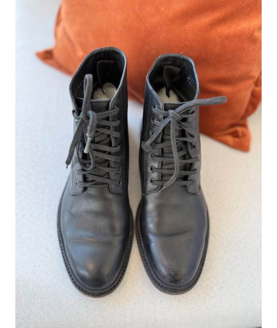 SAINT LAURENT Серые кожаные ботинки, фото 2