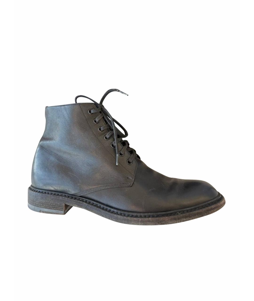 SAINT LAURENT Серые кожаные ботинки, фото 1