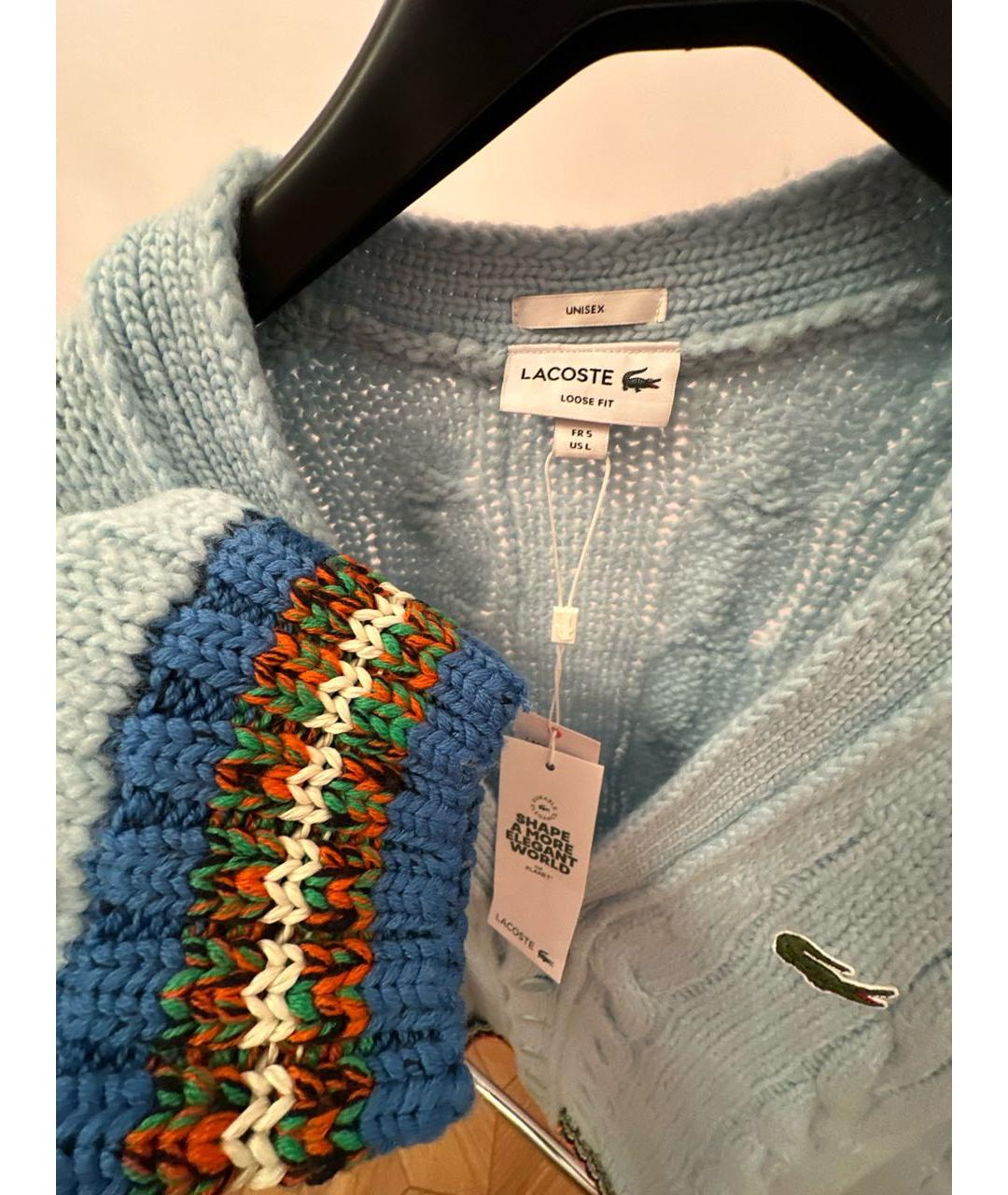 LACOSTE Голубой шерстяной кардиган, фото 4