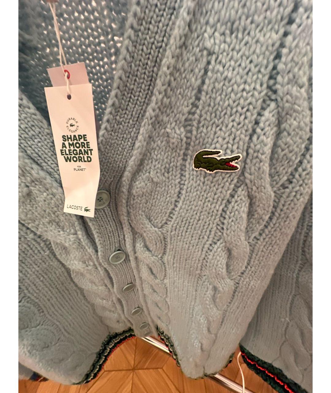 LACOSTE Голубой шерстяной кардиган, фото 3