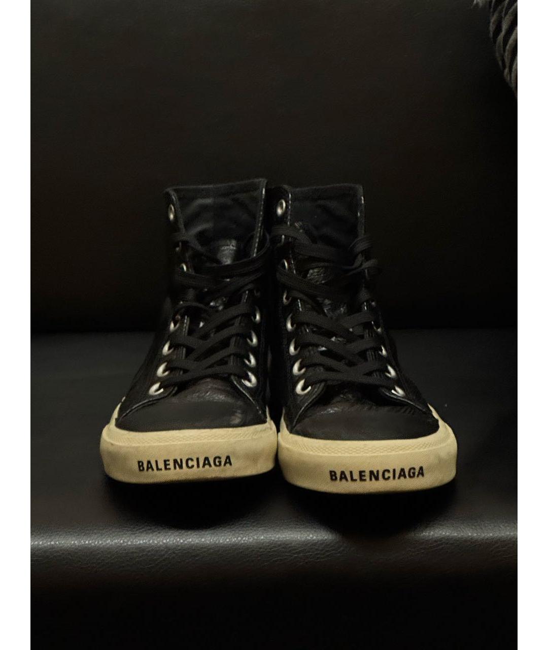 BALENCIAGA Черные кеды из искусственной кожи, фото 2