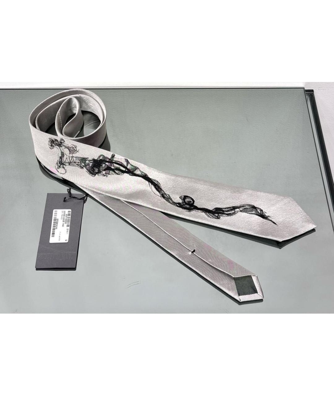 ALEXANDER MCQUEEN Серый шелковый галстук, фото 5