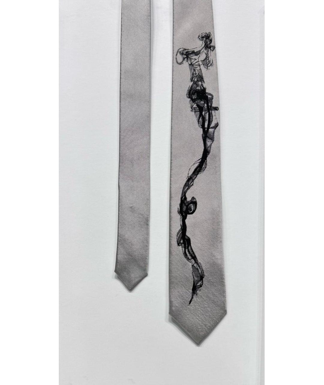 ALEXANDER MCQUEEN Серый шелковый галстук, фото 2