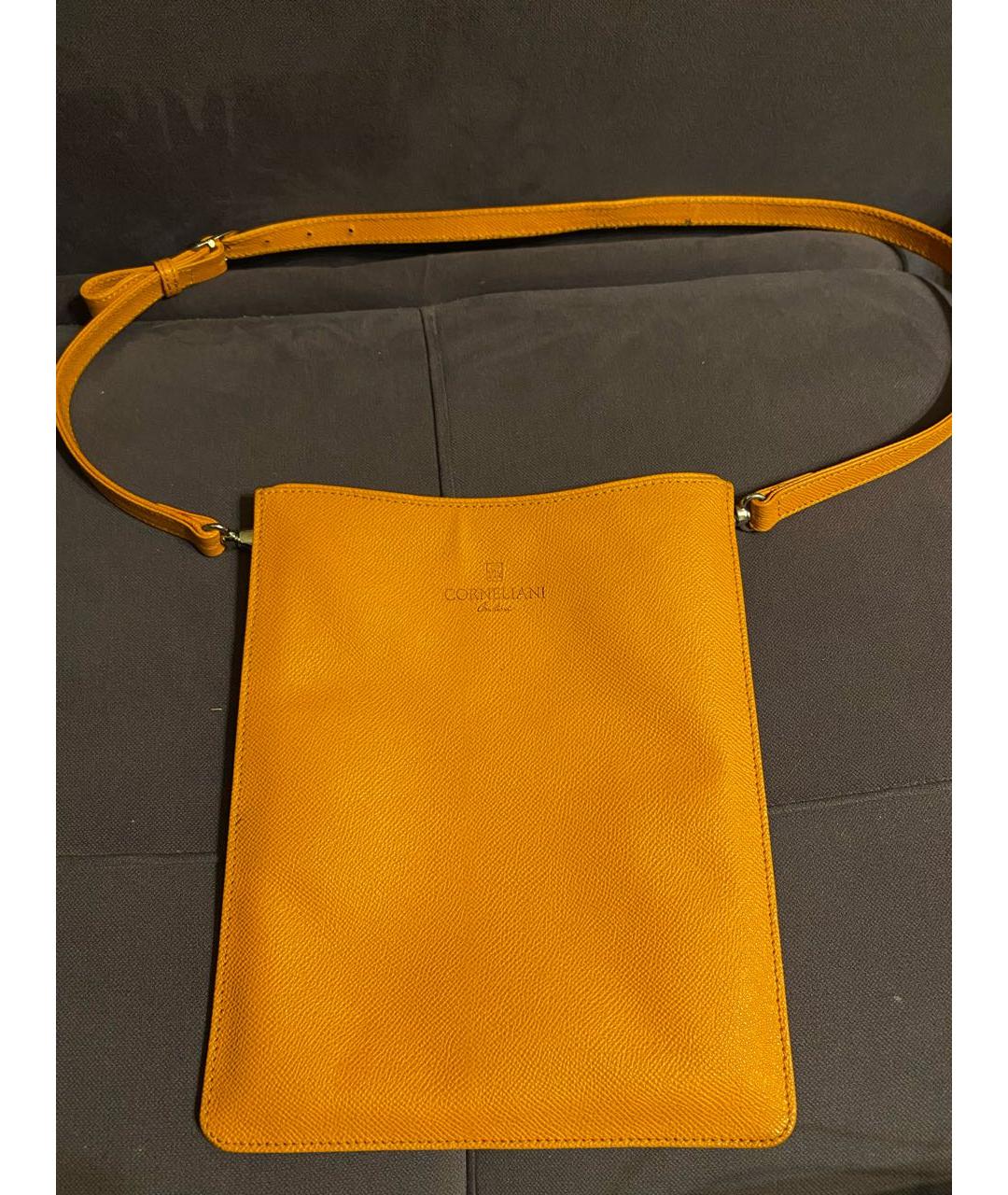 CORNELIANI Оранжевая кожаная сумка через плечо, фото 4