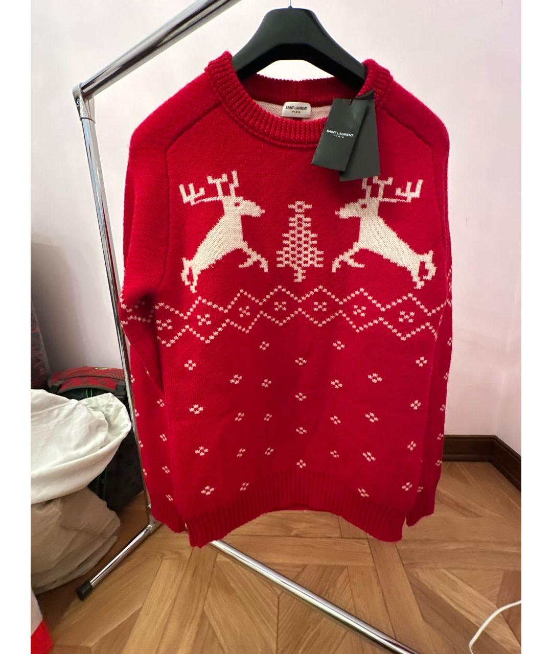 SAINT LAURENT Красный шерстяной джемпер / свитер, фото 9