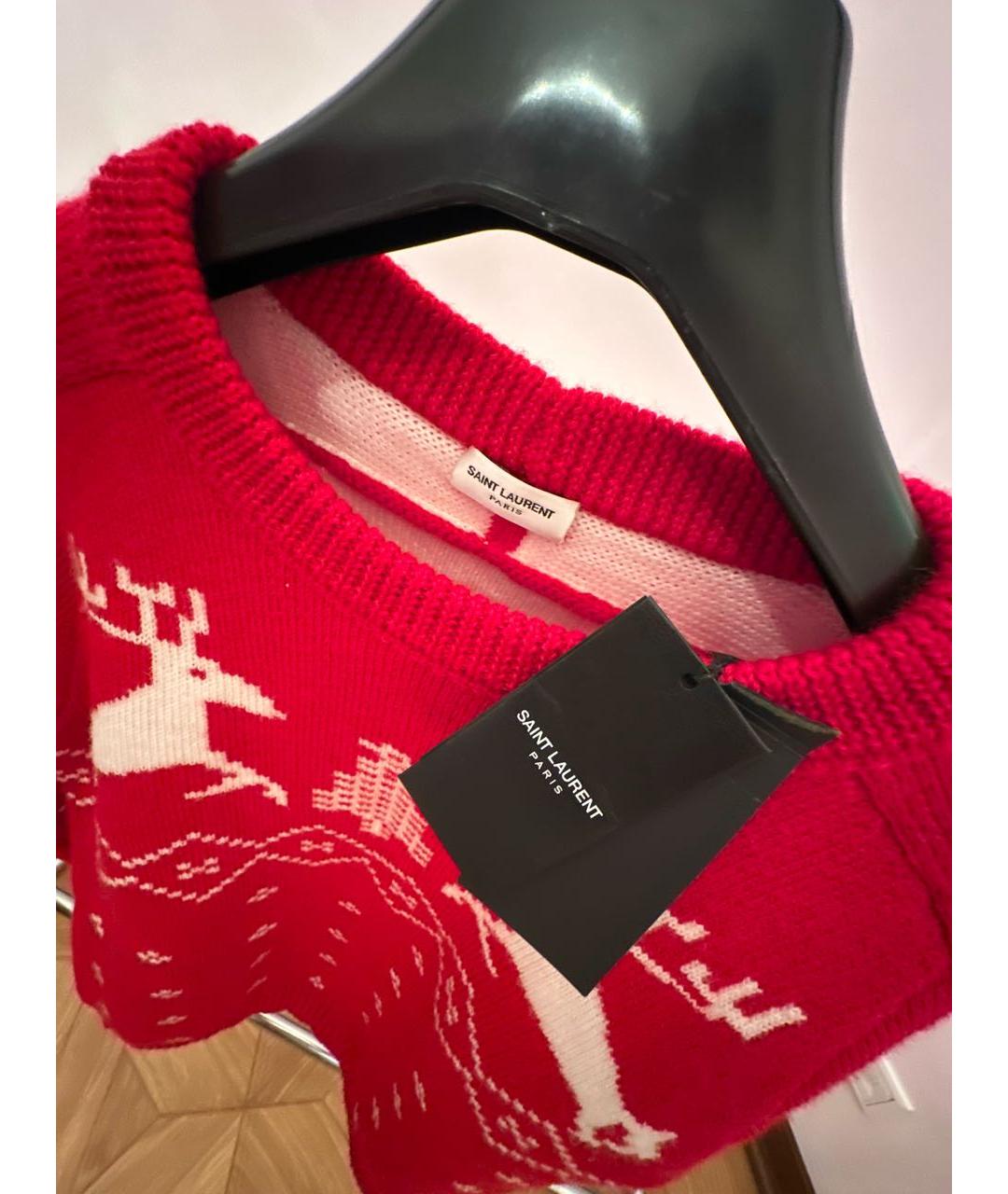 SAINT LAURENT Красный шерстяной джемпер / свитер, фото 3