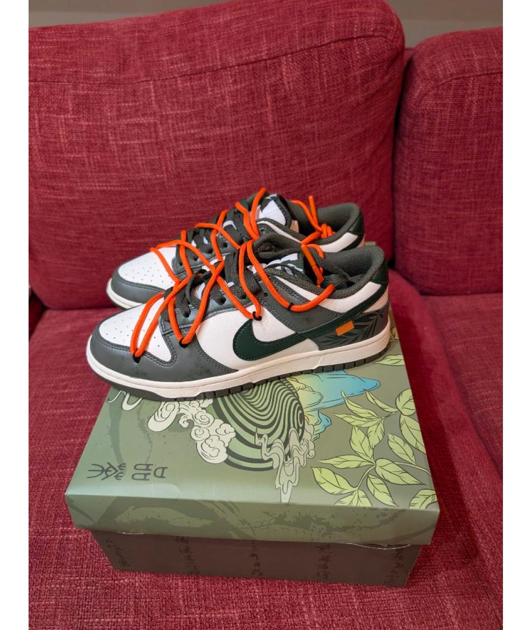 NIKE Зеленые кожаные кроссовки, фото 5