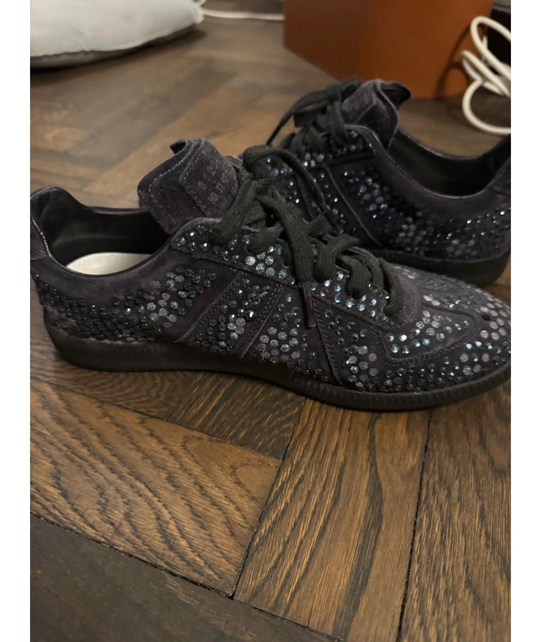 MAISON MARGIELA Темно-синие замшевые кеды, фото 3