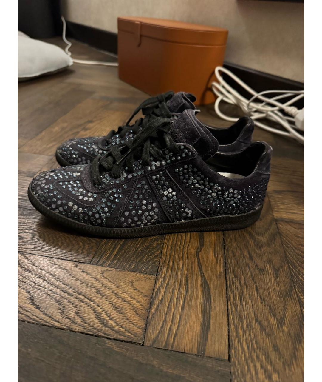 MAISON MARGIELA Темно-синие замшевые кеды, фото 5