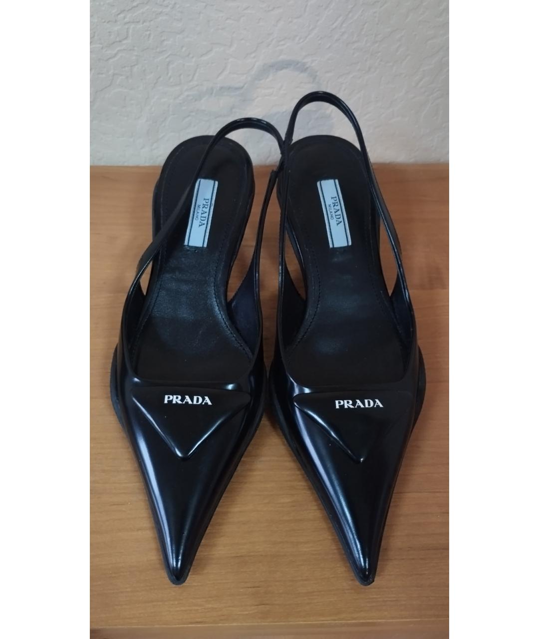 PRADA Черные кожаные мюли, фото 2