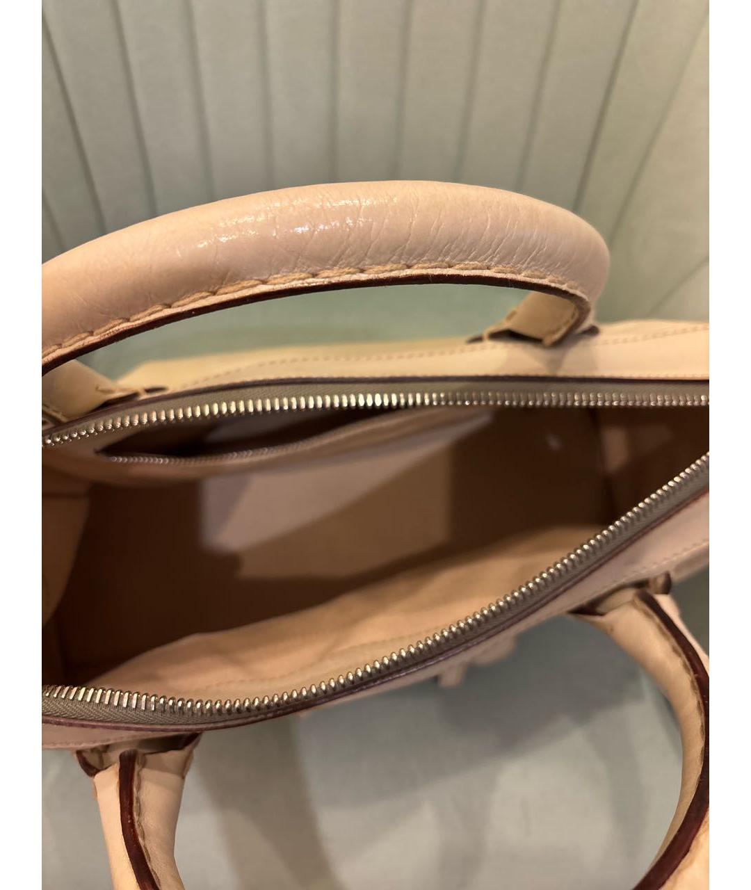 CHLOE Бежевая кожаная сумка с короткими ручками, фото 4