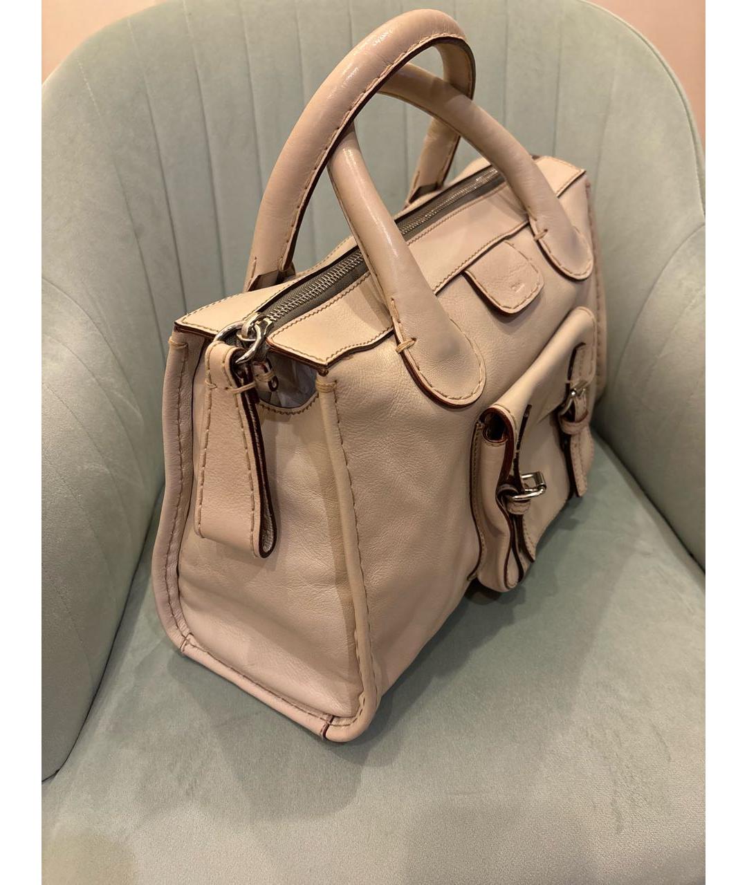 CHLOE Бежевая кожаная сумка с короткими ручками, фото 2