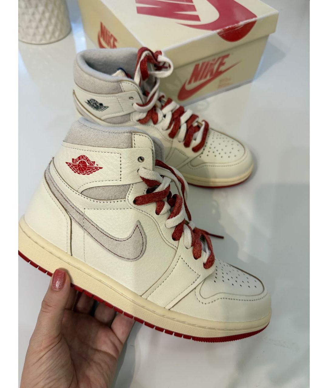 JORDAN Белые кожаные кроссовки, фото 8