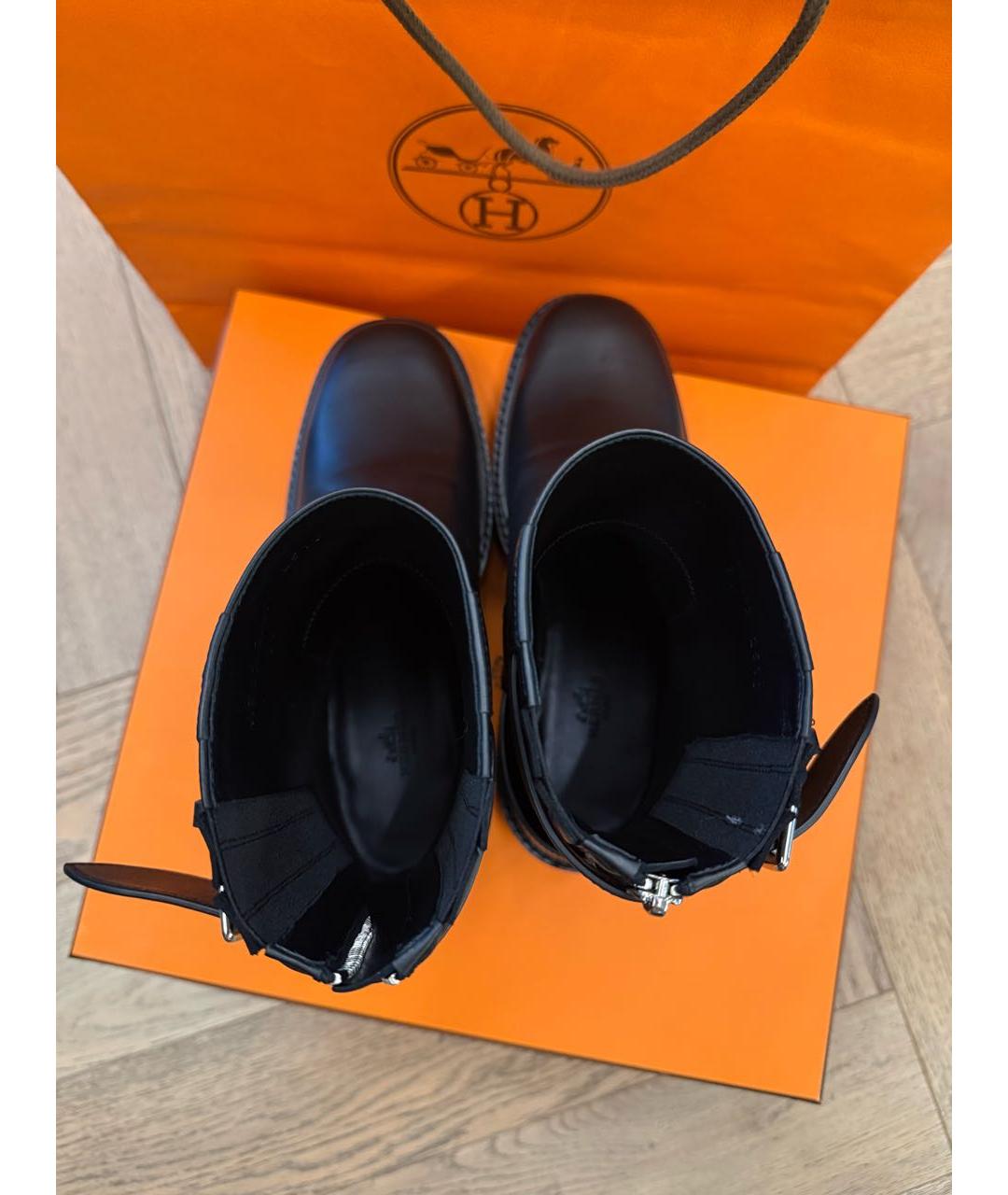 HERMES Черные кожаные ботинки, фото 3