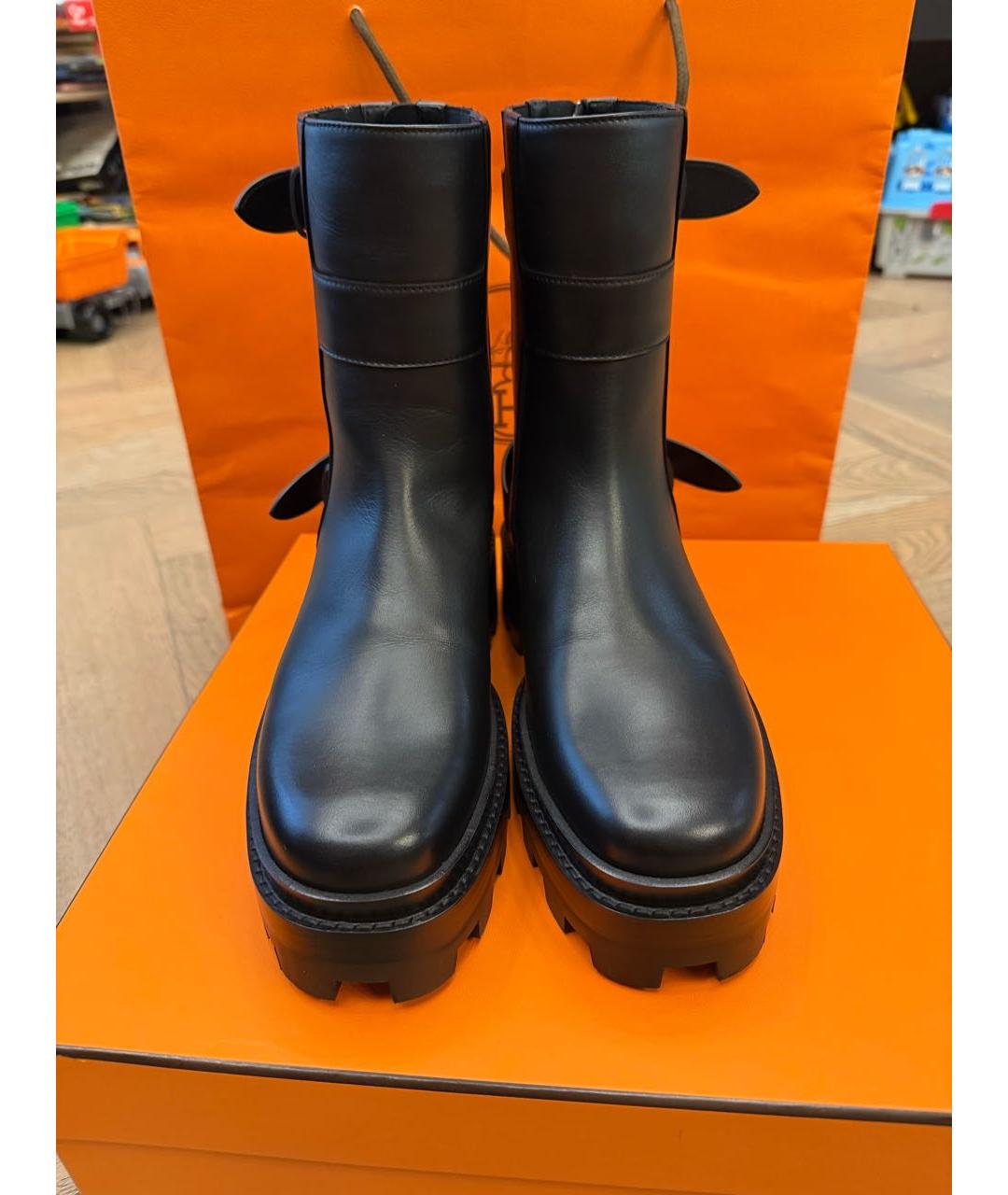 HERMES Черные кожаные ботинки, фото 2