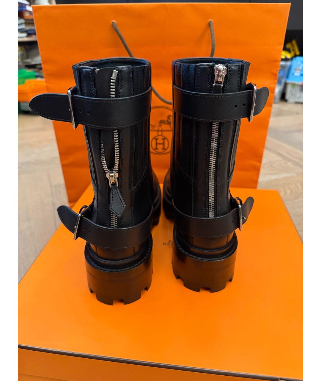 HERMES Черные кожаные ботинки, фото 4