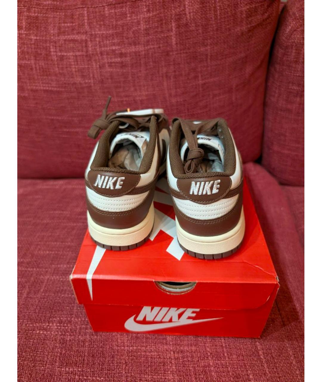 NIKE Коричневые кожаные кроссовки, фото 4