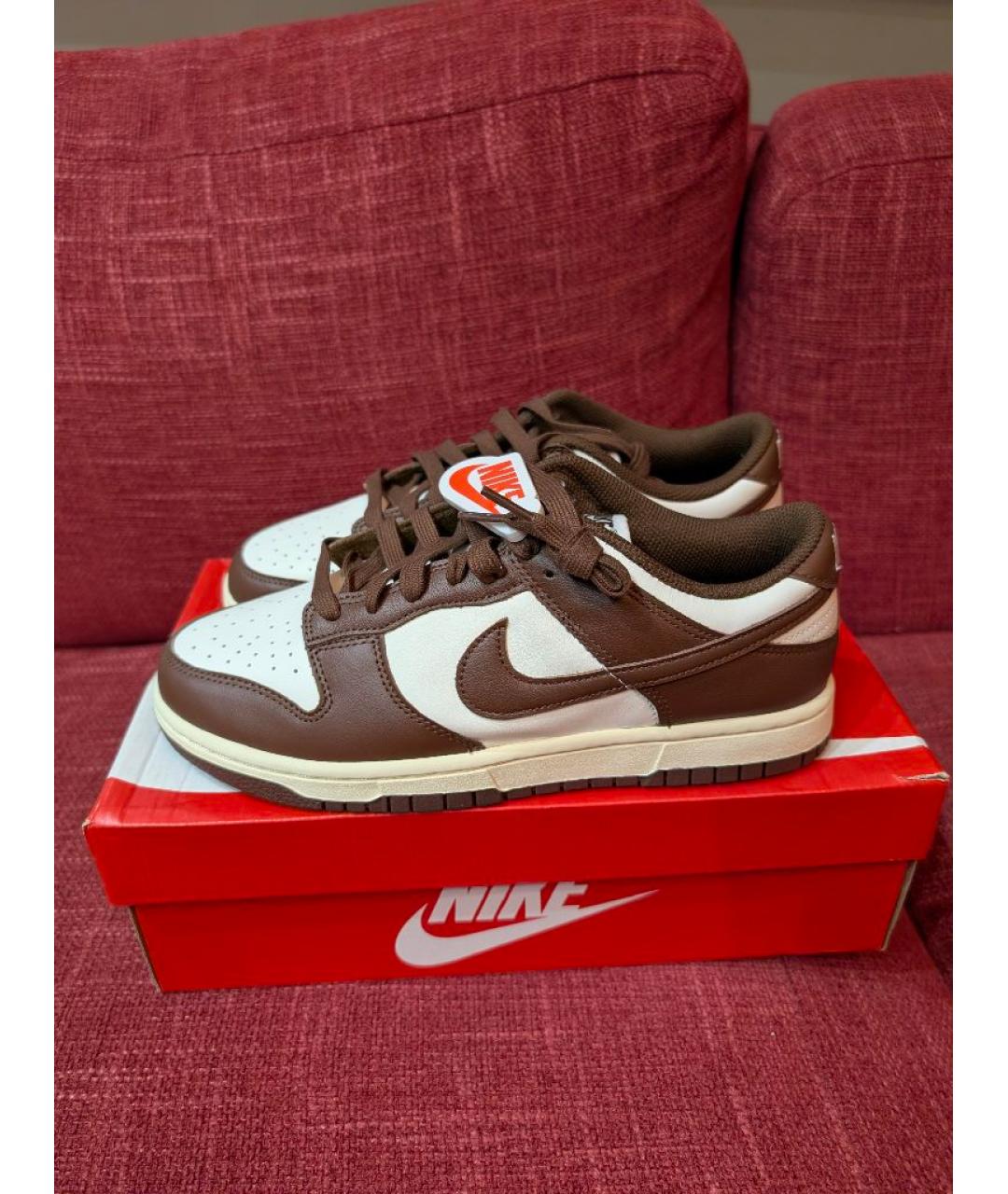 NIKE Коричневые кожаные кроссовки, фото 5