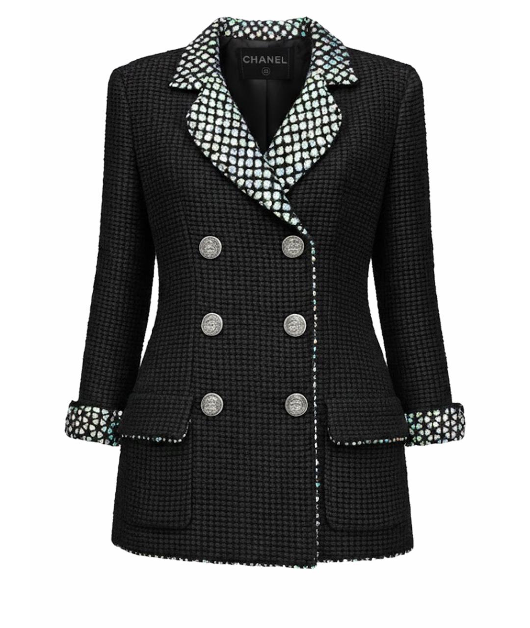 CHANEL Черный твидовый жакет/пиджак, фото 1