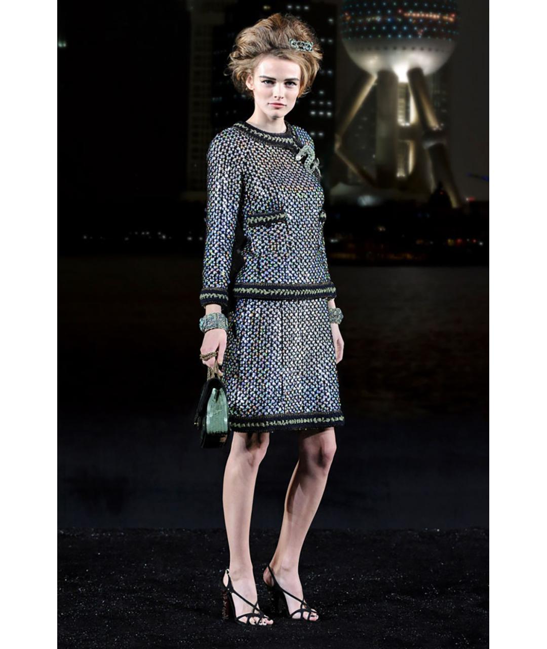 CHANEL Черный твидовый жакет/пиджак, фото 2