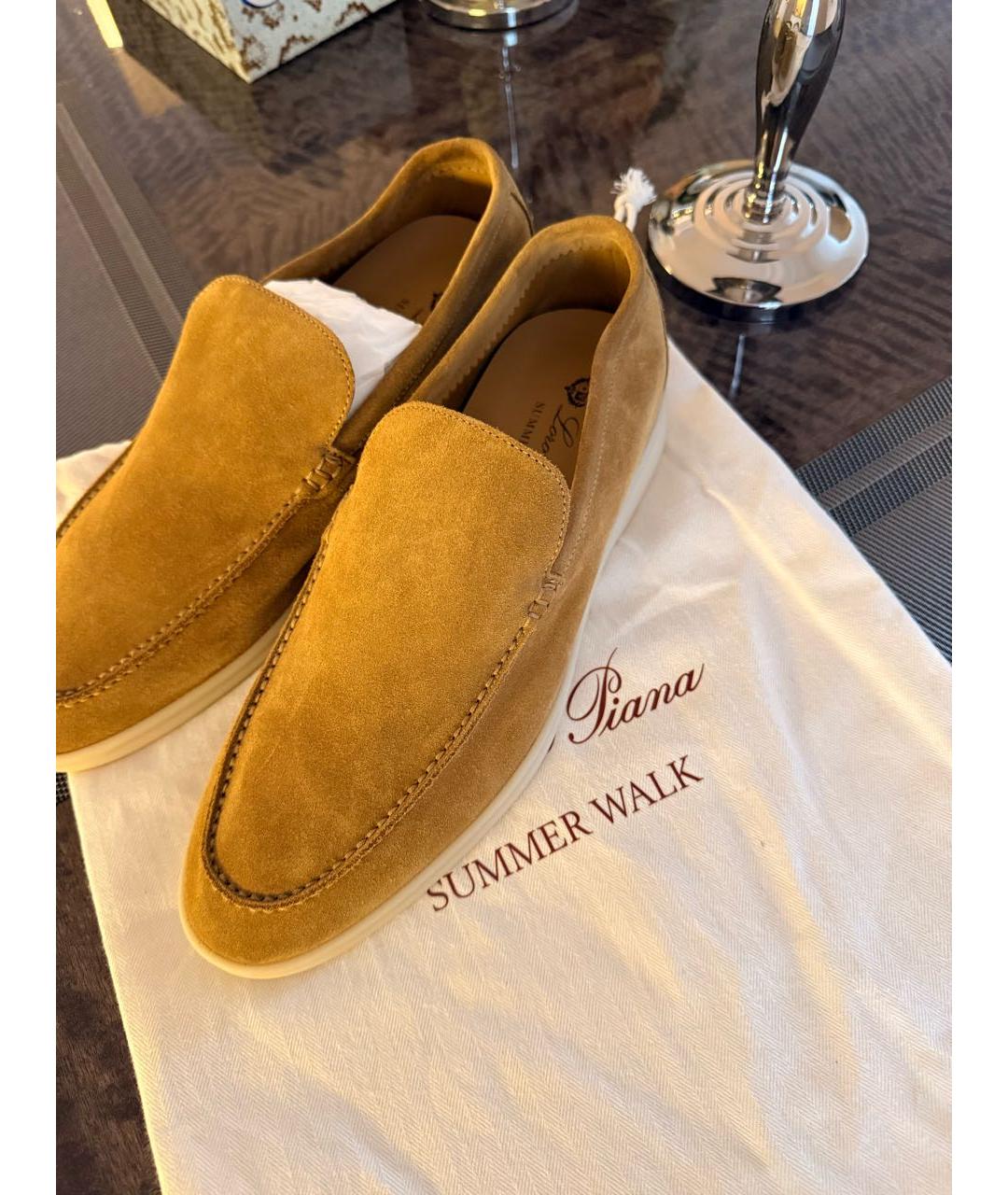 LORO PIANA Горчичные замшевые лоферы, фото 2
