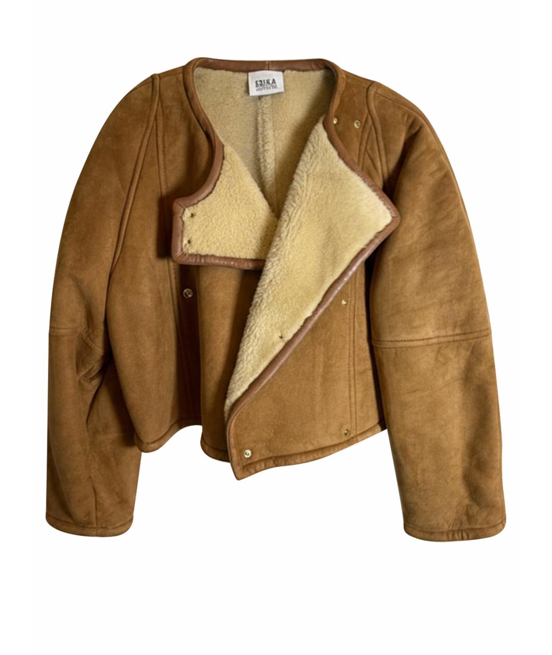 ERIKA CAVALLINI Горчичная меховая дубленка, фото 1