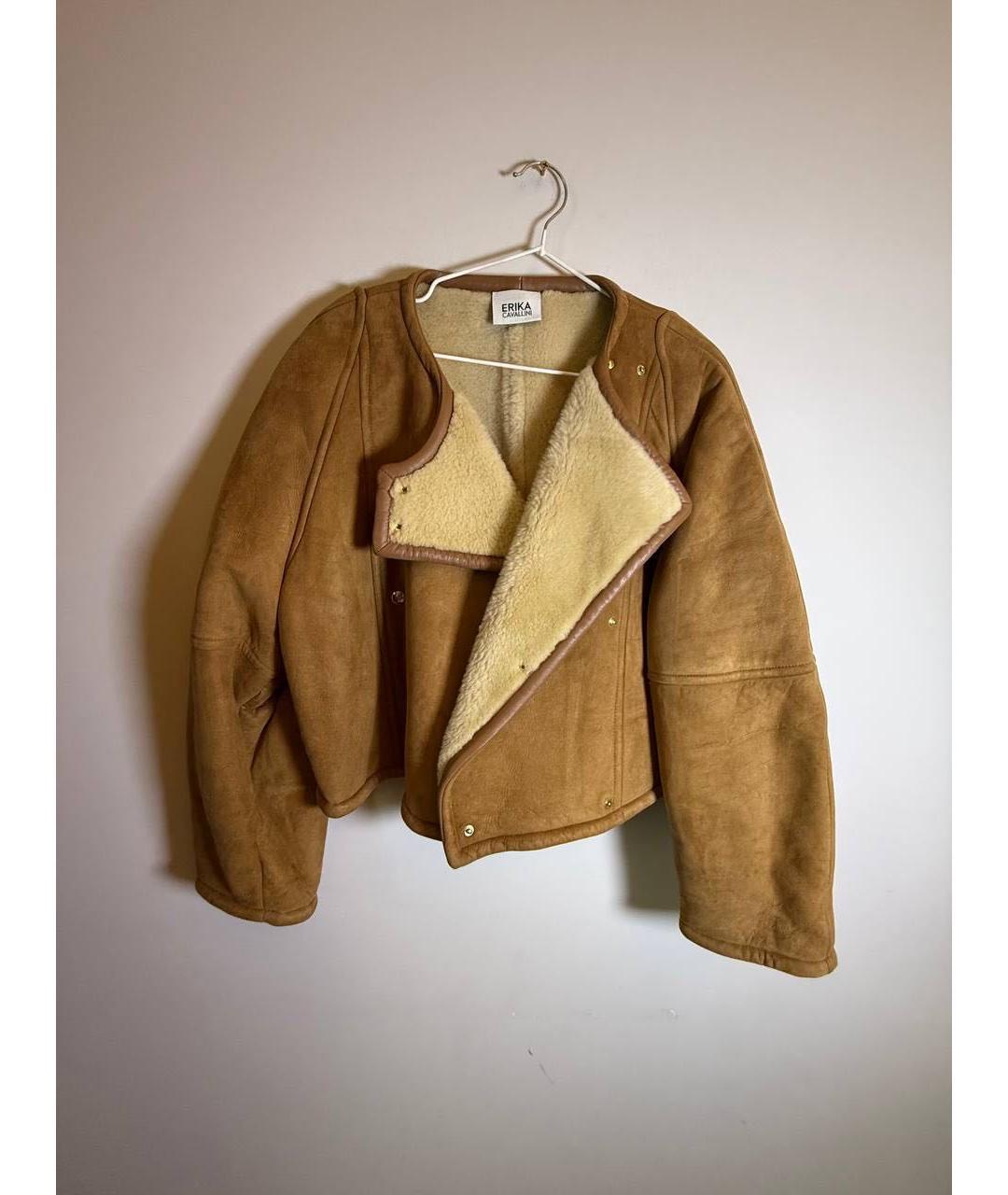 ERIKA CAVALLINI Горчичная меховая дубленка, фото 5