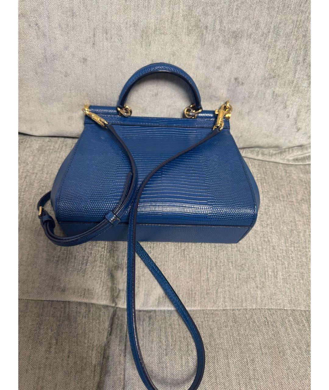 DOLCE&GABBANA Темно-синяя кожаная сумка через плечо, фото 3