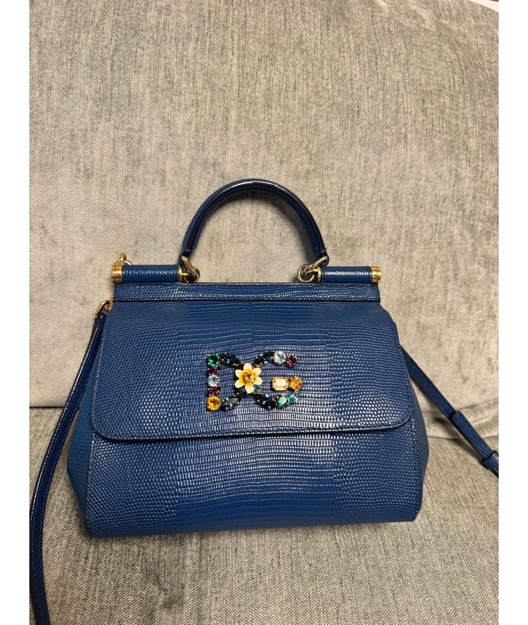 DOLCE&GABBANA Темно-синяя кожаная сумка через плечо, фото 8