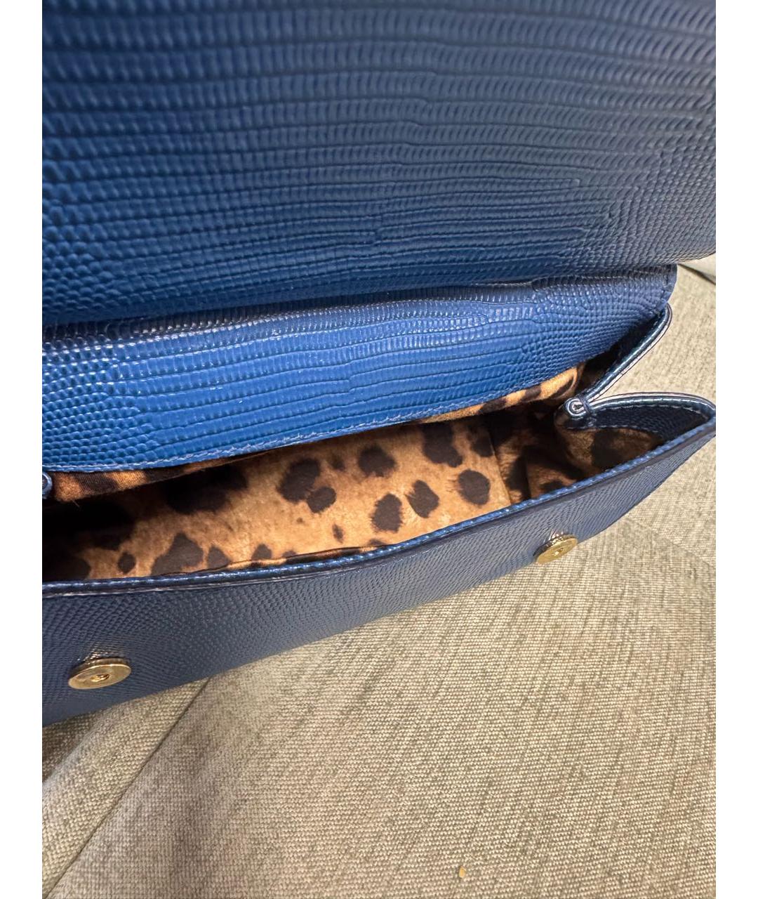 DOLCE&GABBANA Темно-синяя кожаная сумка через плечо, фото 4