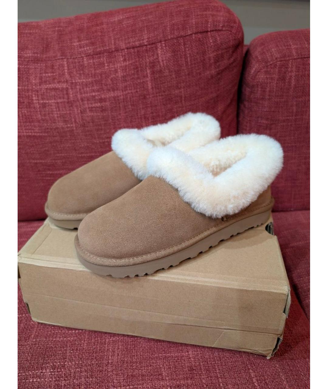 UGG AUSTRALIA Бежевые замшевые мюли, фото 2