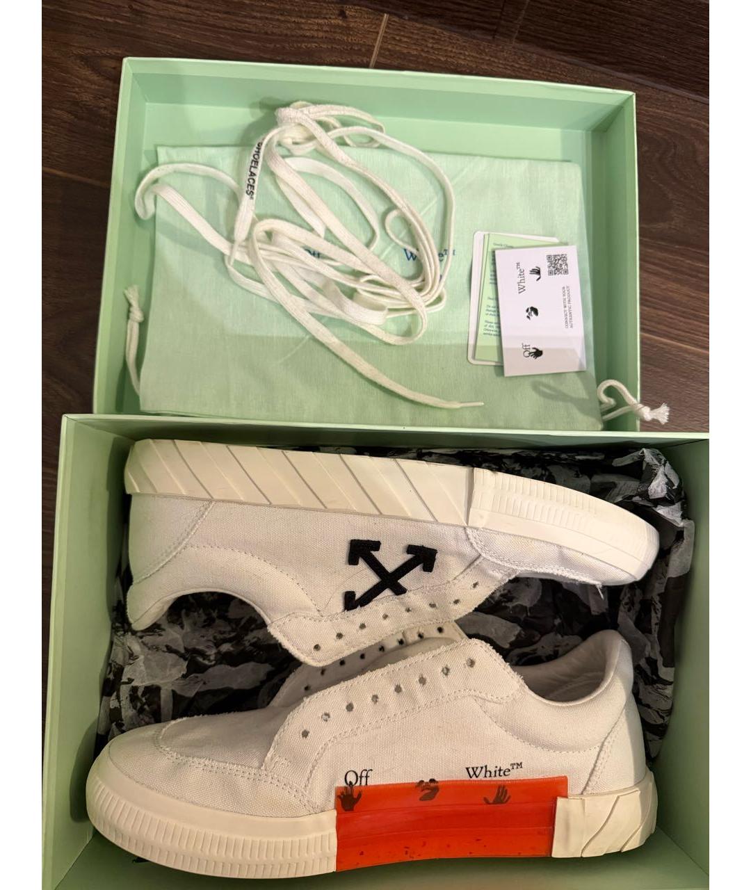 OFF-WHITE Белые текстильные низкие кроссовки / кеды, фото 6