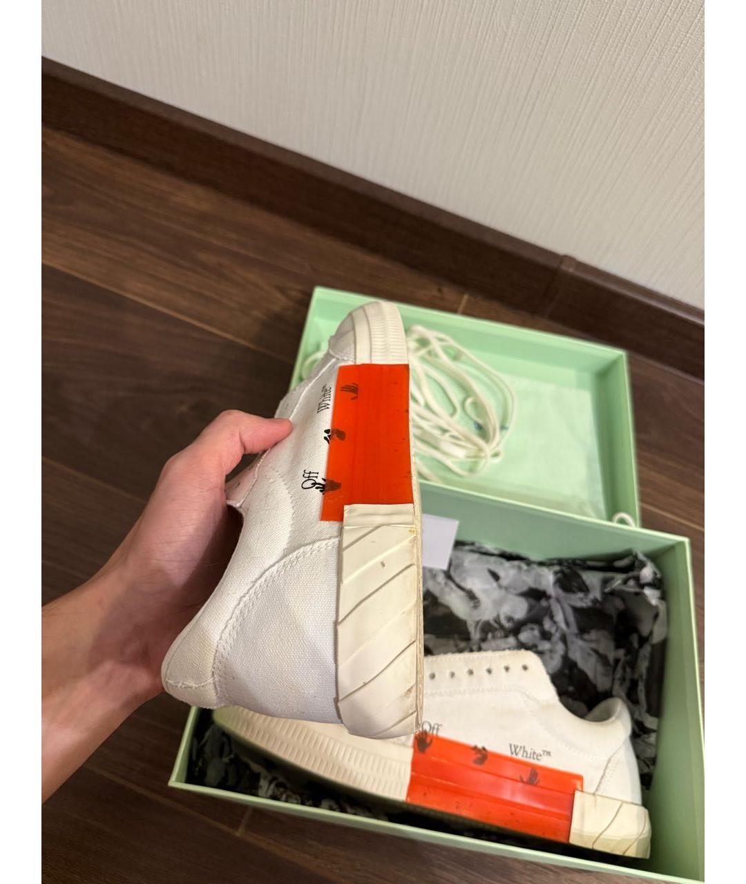 OFF-WHITE Белые текстильные низкие кроссовки / кеды, фото 4